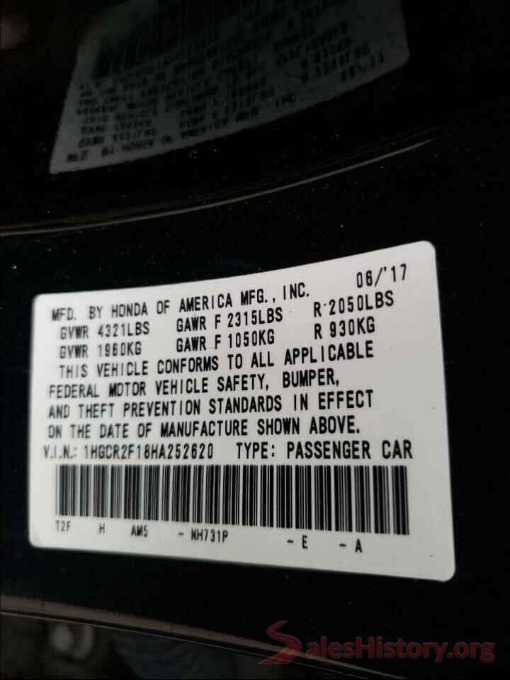 1HGCR2F18HA252620 2017 HONDA ACCORD