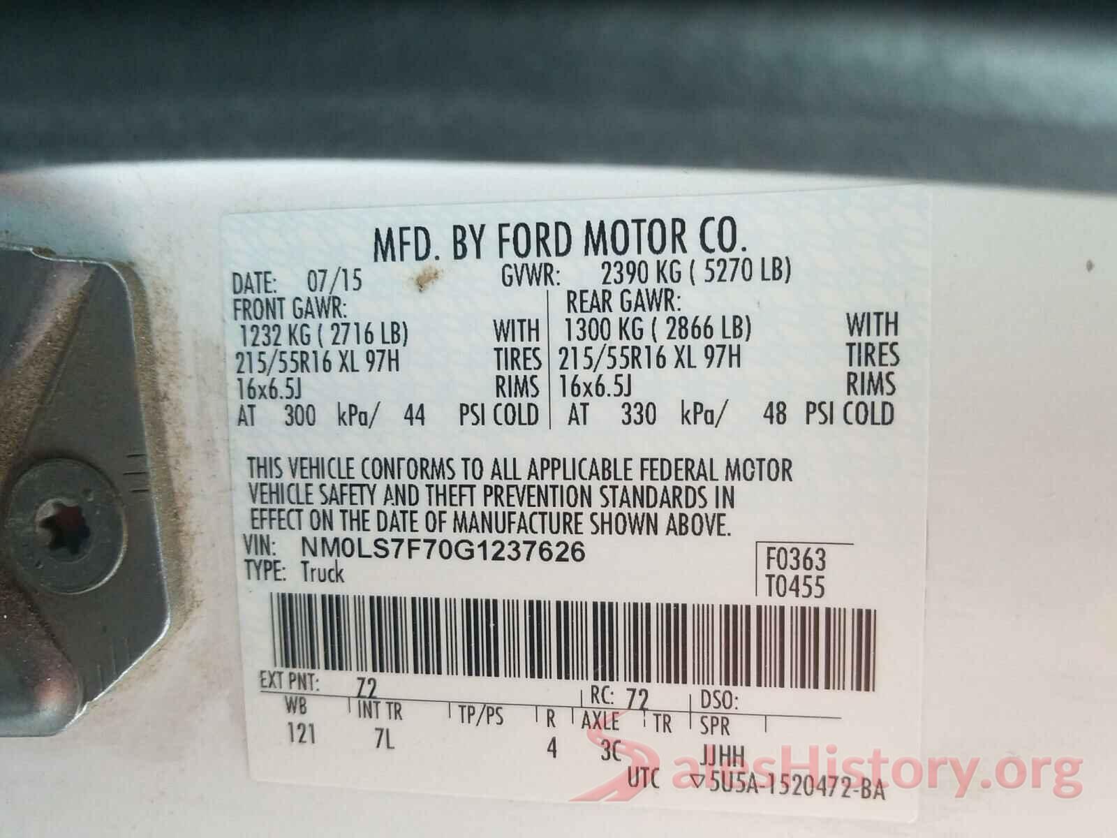 NM0LS7F70G1237626 2016 FORD TRANSIT CO