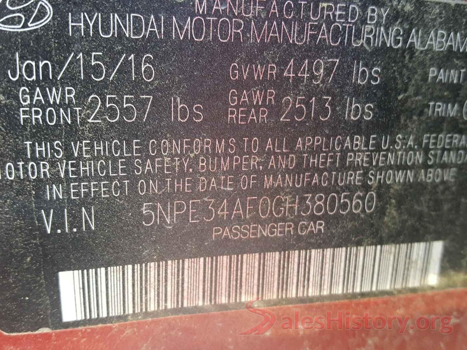 5NPE34AF0GH380560 2016 HYUNDAI SONATA