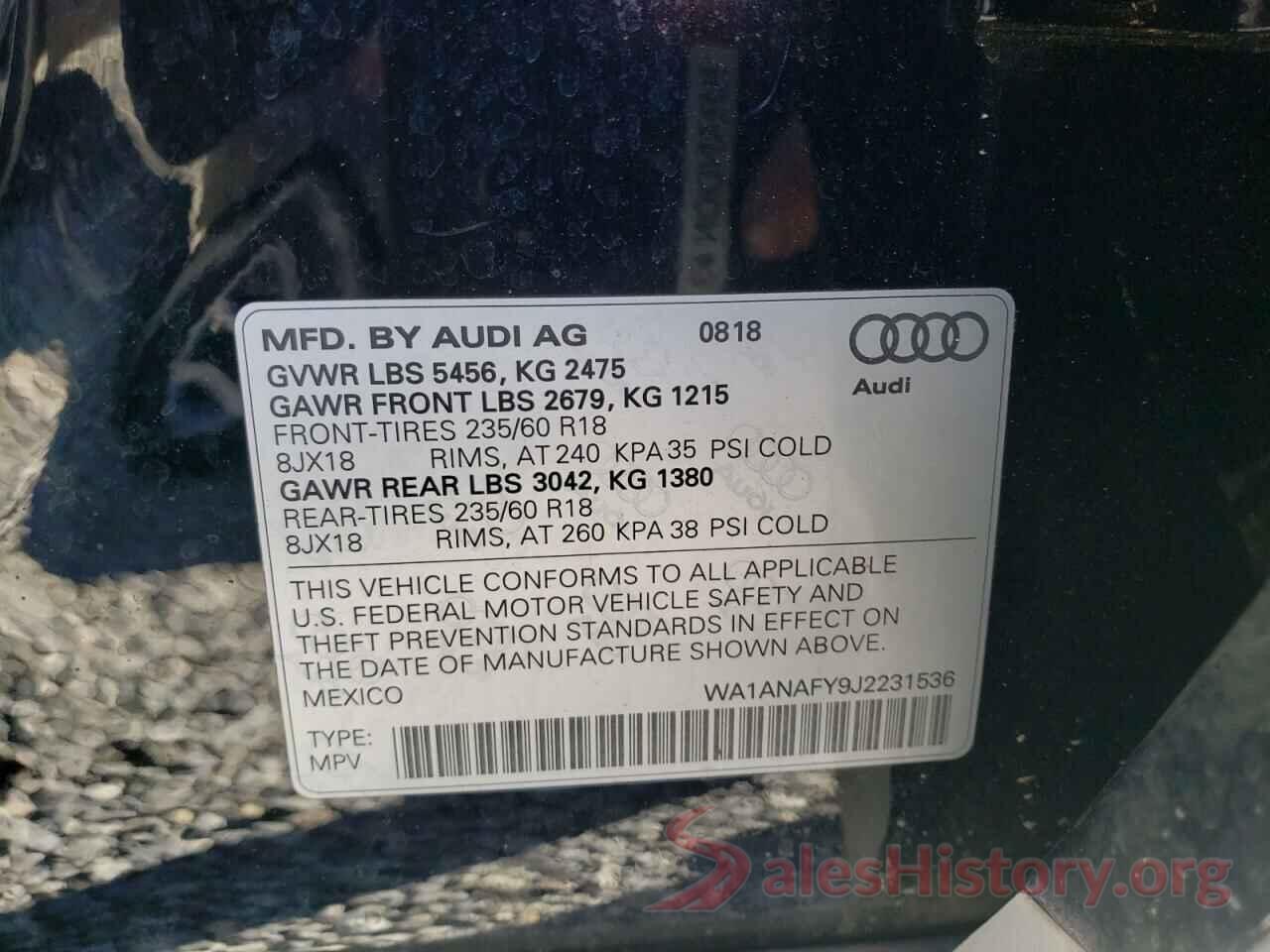 WA1ANAFY9J2231536 2018 AUDI Q5