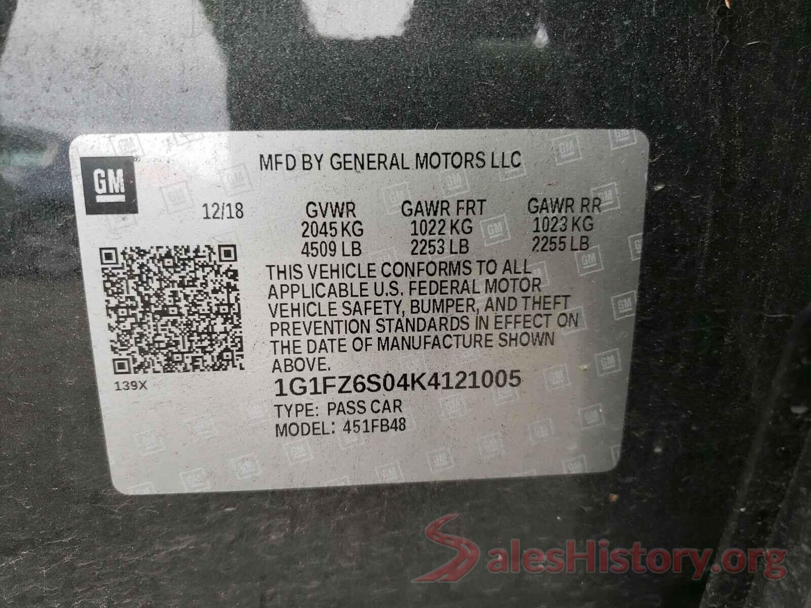 1G1FZ6S04K4121005 2019 CHEVROLET BOLT