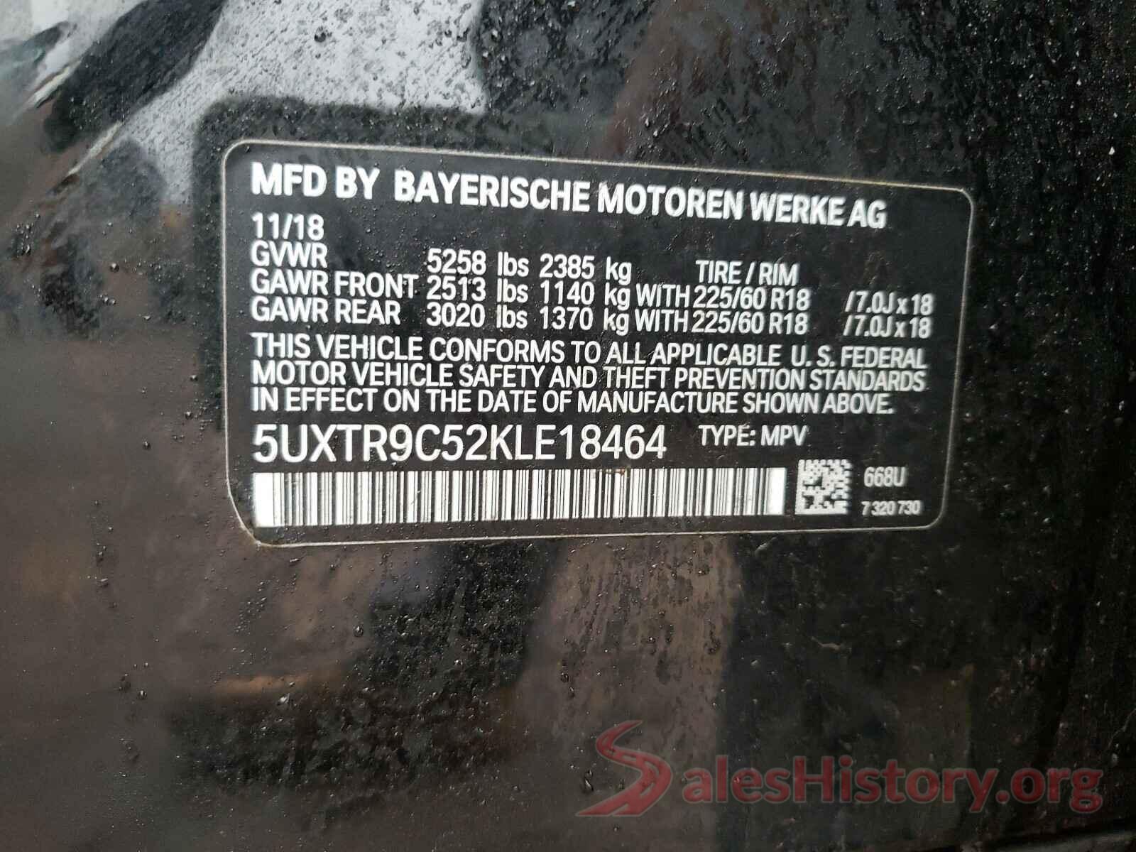 5UXTR9C52KLE18464 2019 BMW X3