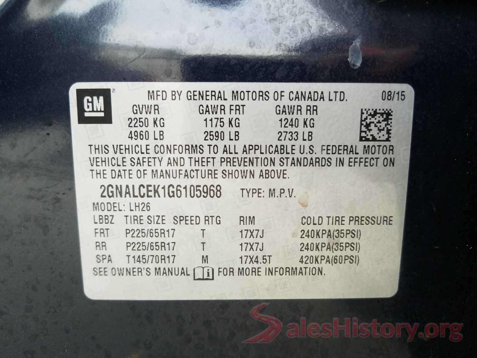 2GNALCEK1G6105968 2016 CHEVROLET EQUINOX