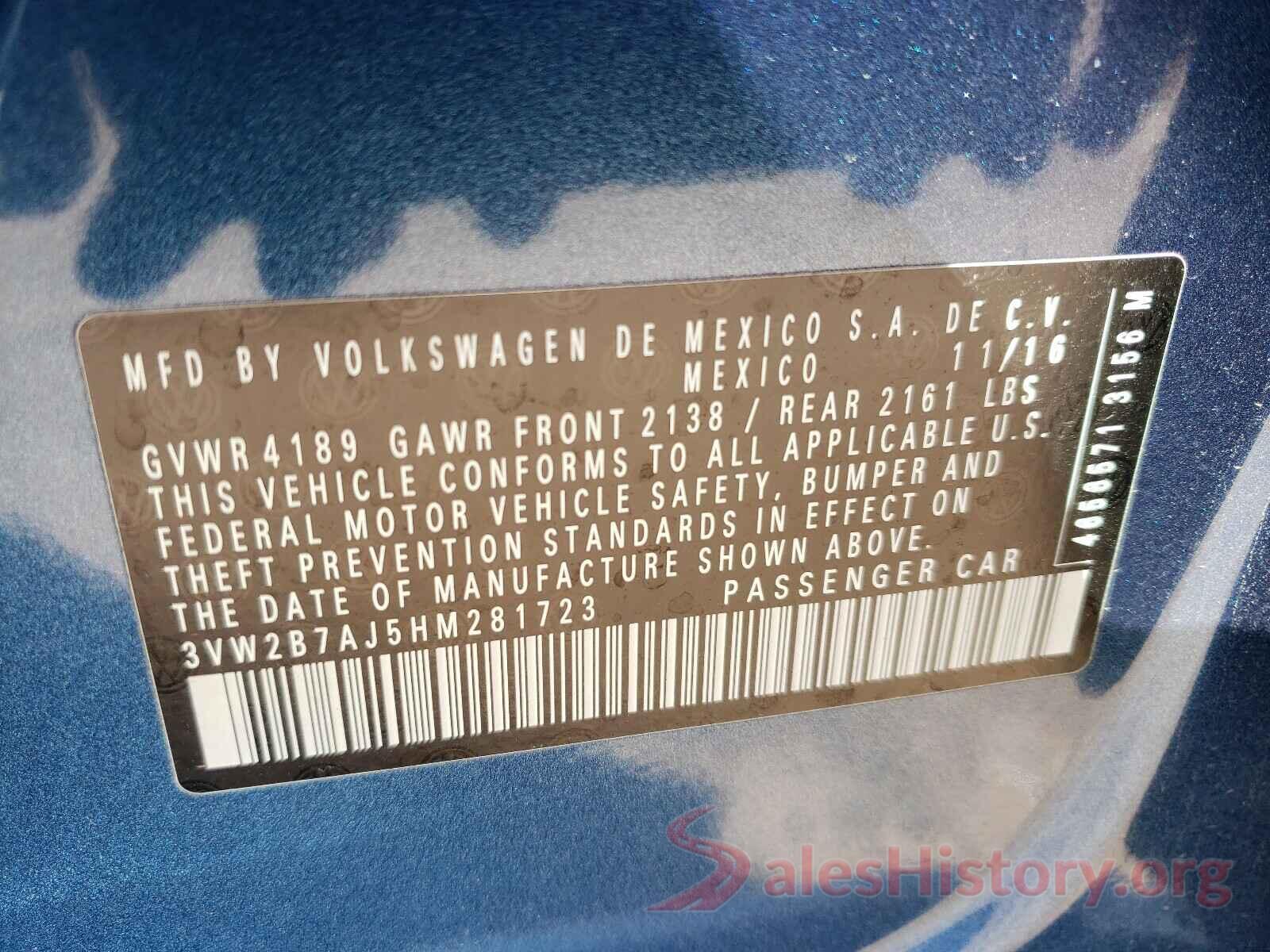 3VW2B7AJ5HM281723 2017 VOLKSWAGEN JETTA