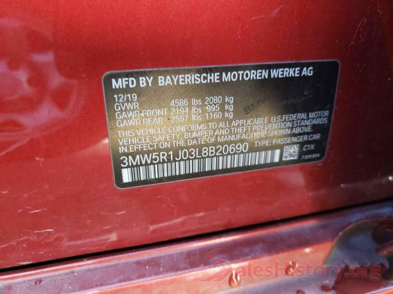 3MW5R1J03L8B20690 2020 BMW 3 SERIES