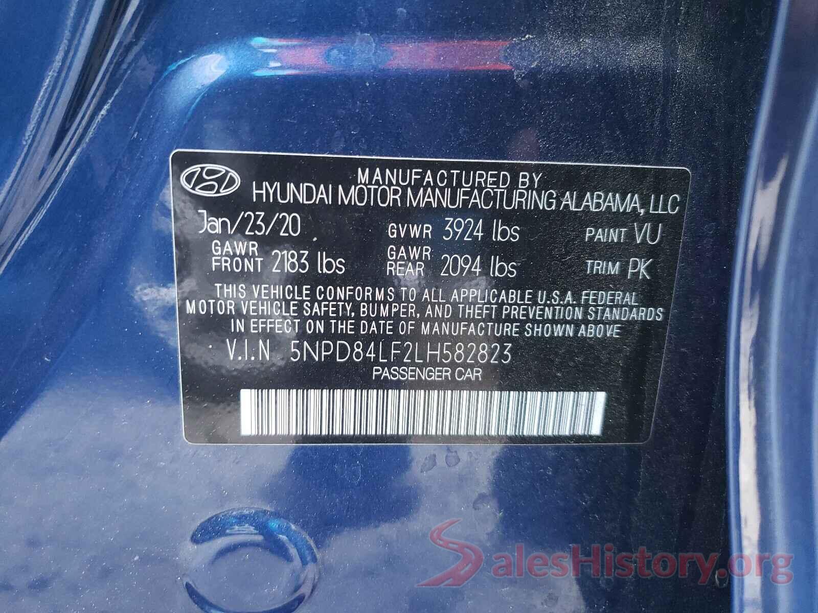 5NPD84LF2LH582823 2020 HYUNDAI ELANTRA