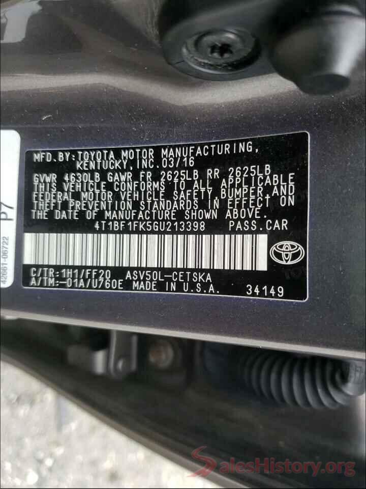 4T1BF1FK5GU213398 2016 TOYOTA CAMRY