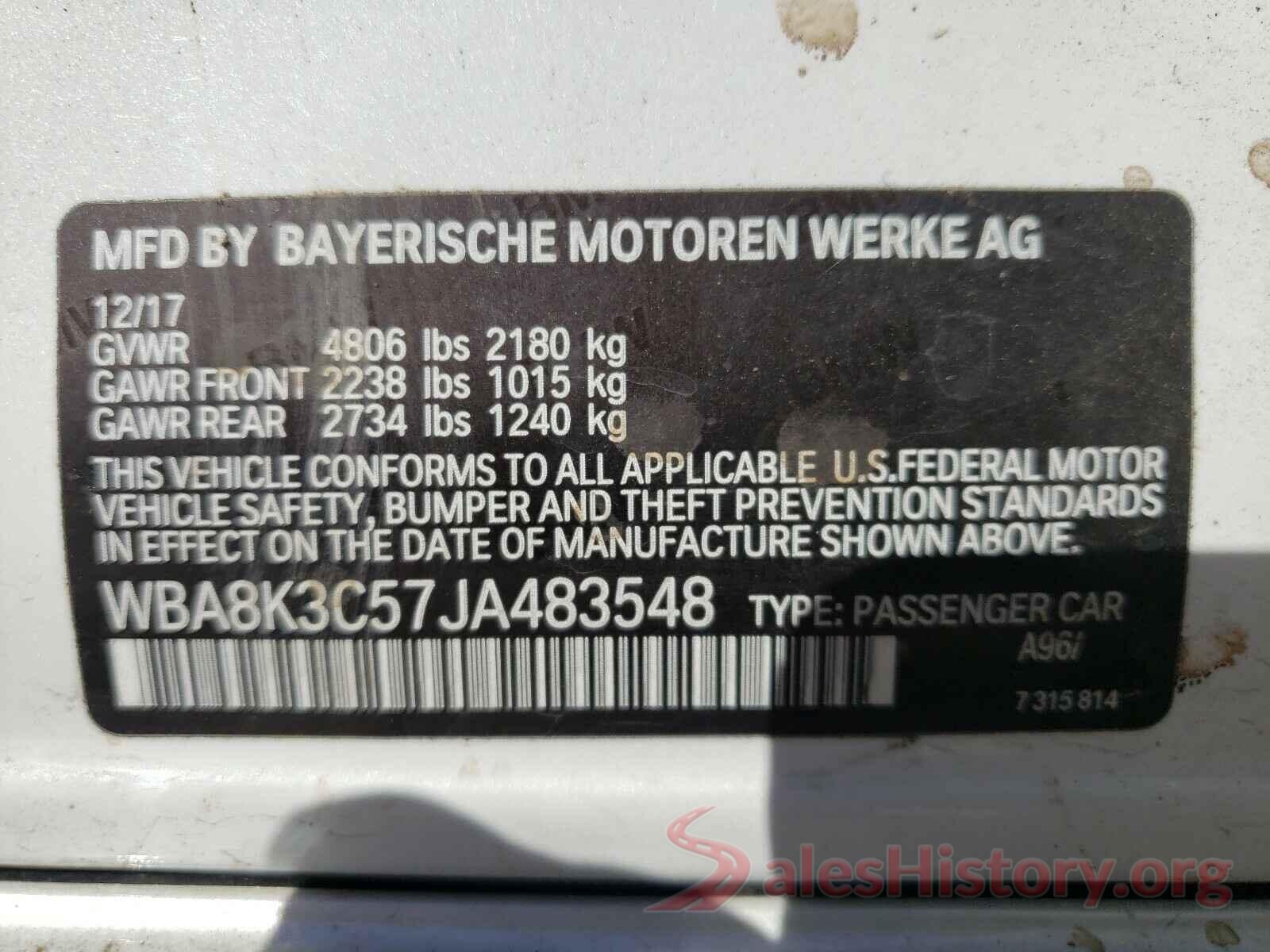 WBA8K3C57JA483548 2018 BMW 3 SERIES