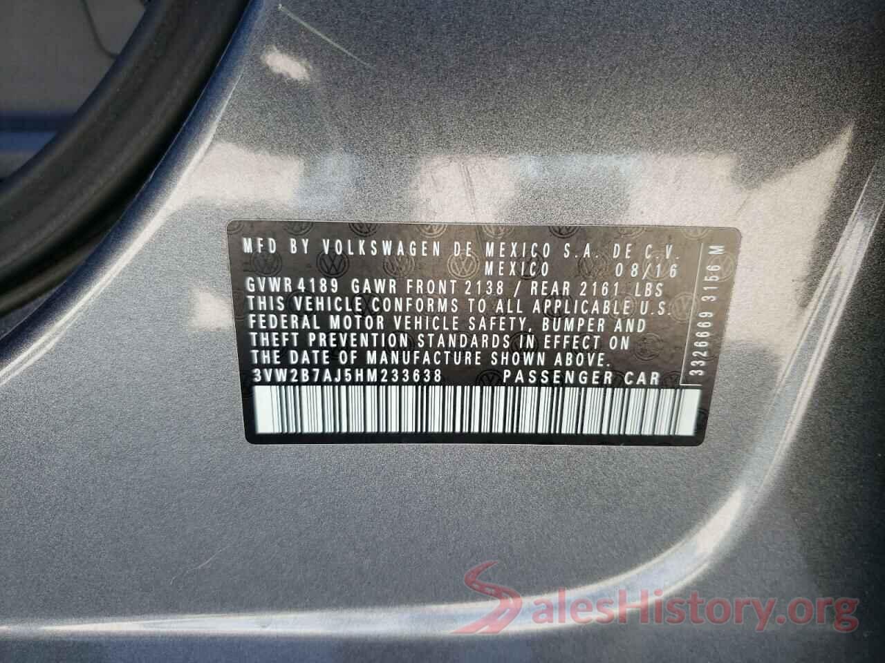 3VW2B7AJ5HM233638 2017 VOLKSWAGEN JETTA