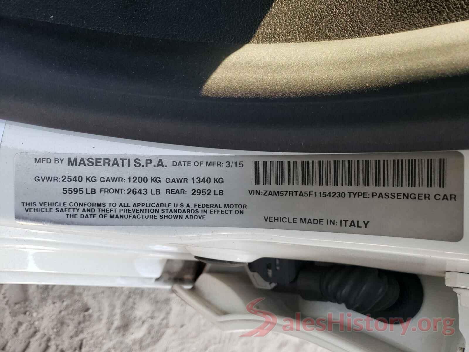 ZAM57RTA5F1154230 2015 MASERATI ALL MODELS