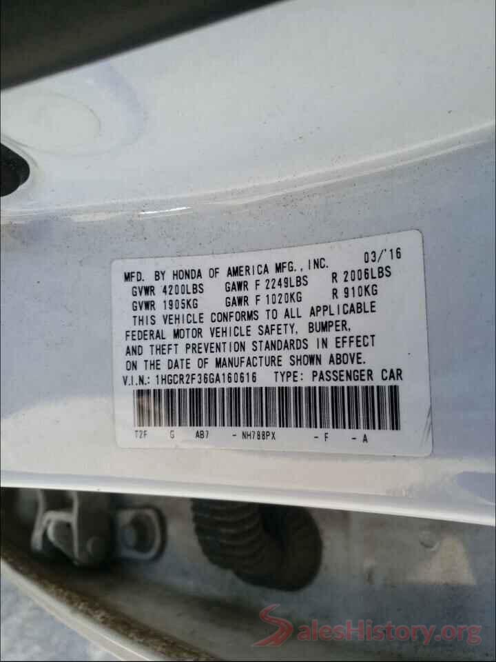 1HGCR2F36GA160616 2016 HONDA ACCORD