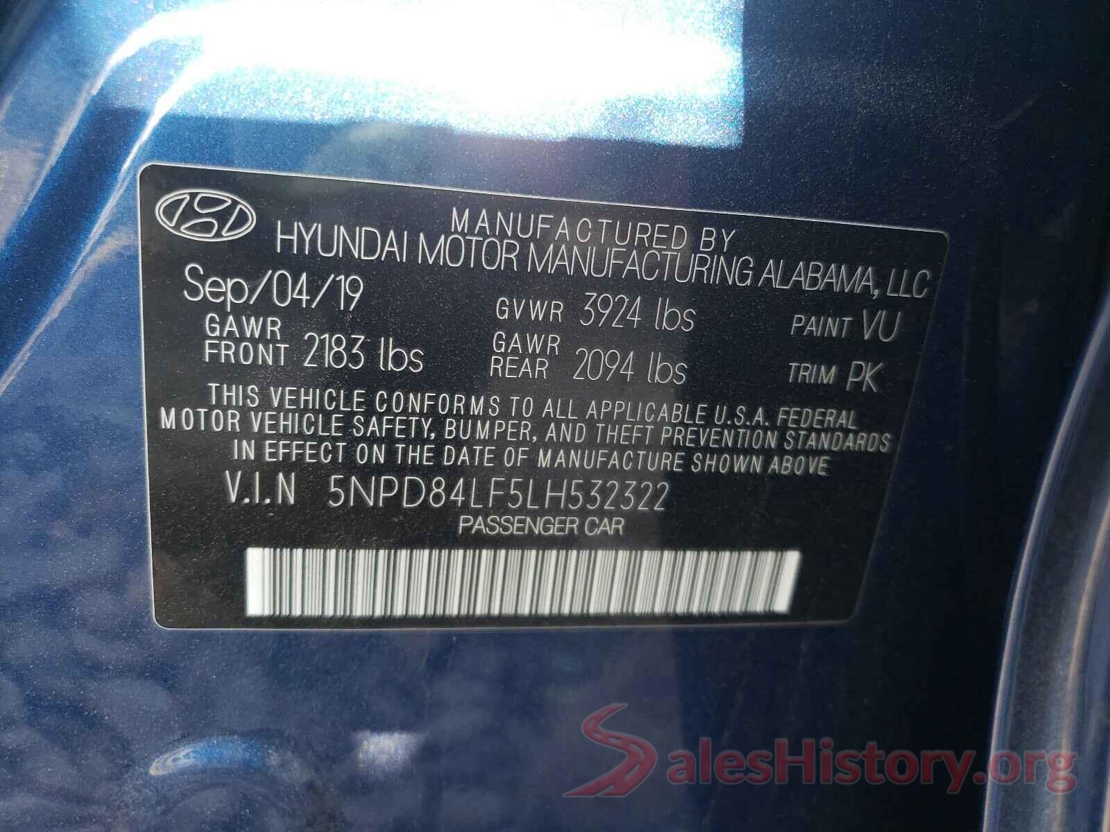 5NPD84LF5LH532322 2020 HYUNDAI ELANTRA