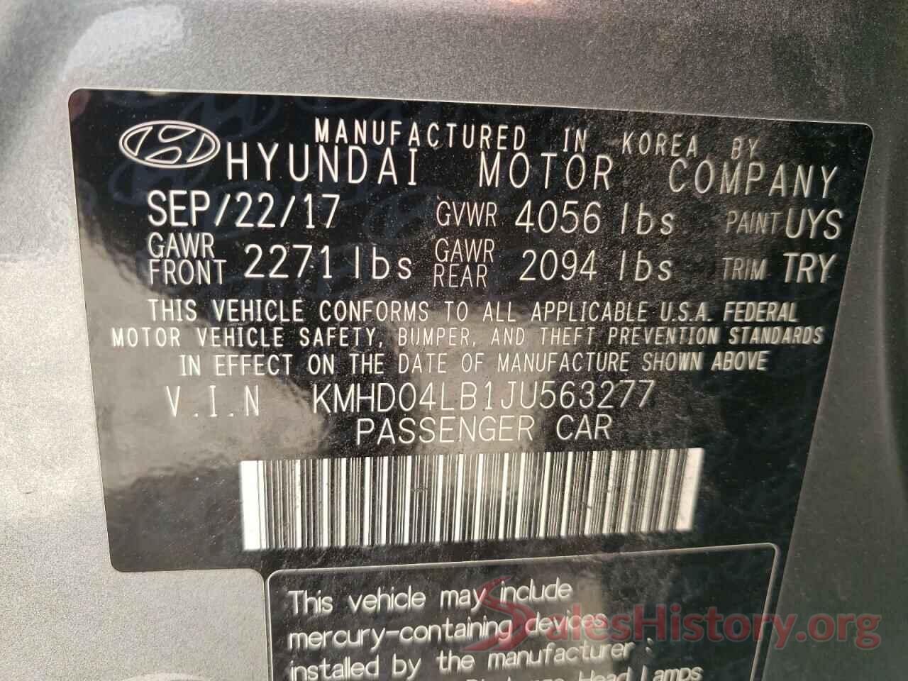 KMHD04LB1JU563277 2018 HYUNDAI ELANTRA