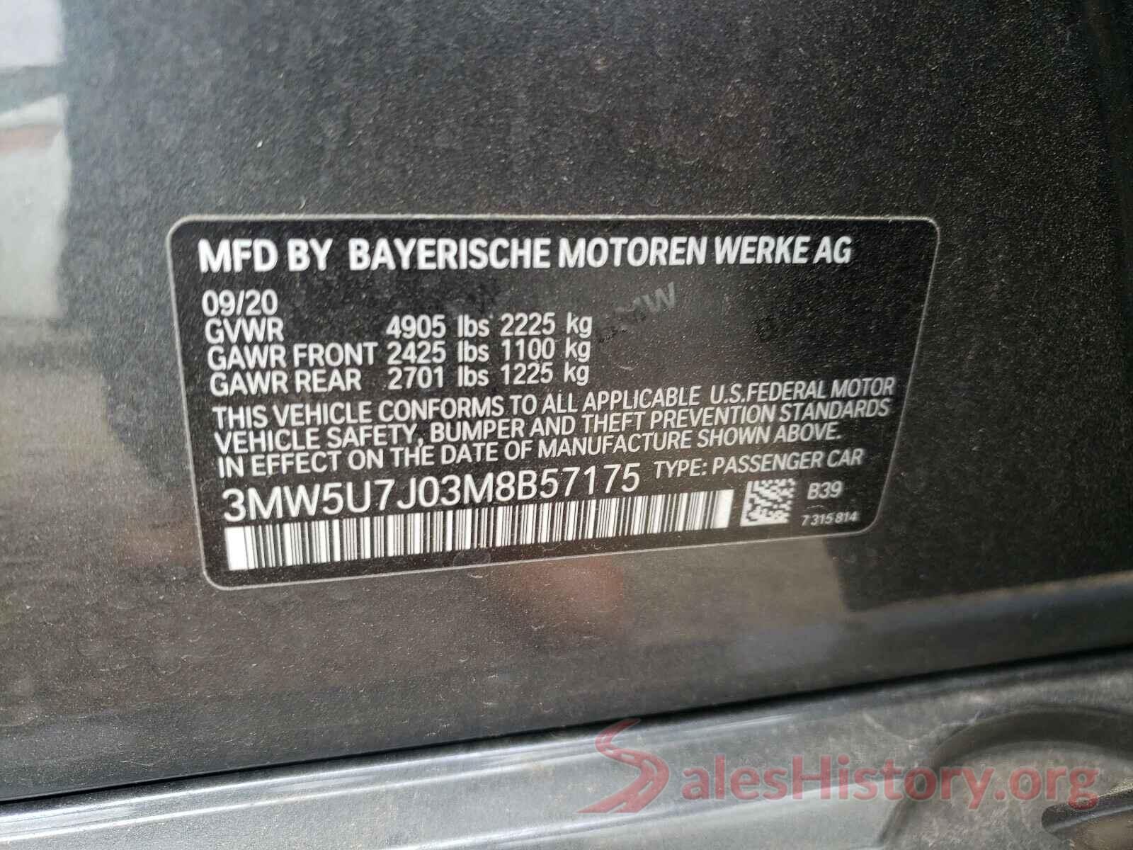 3MW5U7J03M8B57175 2021 BMW M3