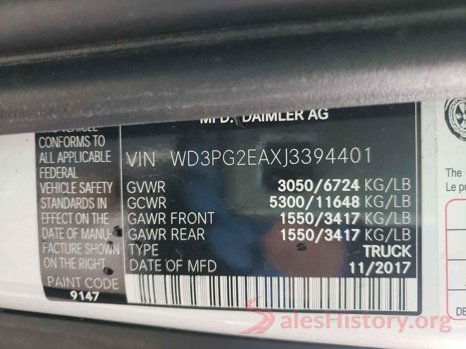 WD3PG2EAXJ3394401 2018 MERCEDES-BENZ ALL OTHER