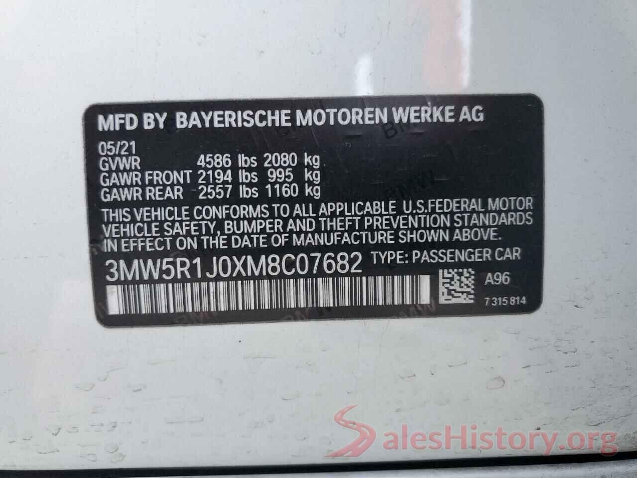 3MW5R1J0XM8C07682 2021 BMW 3 SERIES