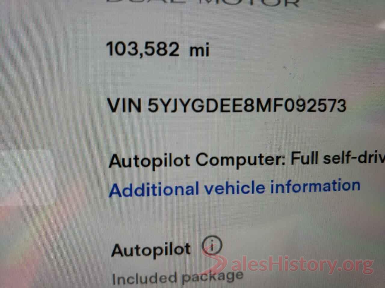 5YJYGDEE8MF092573 2021 TESLA MODEL Y