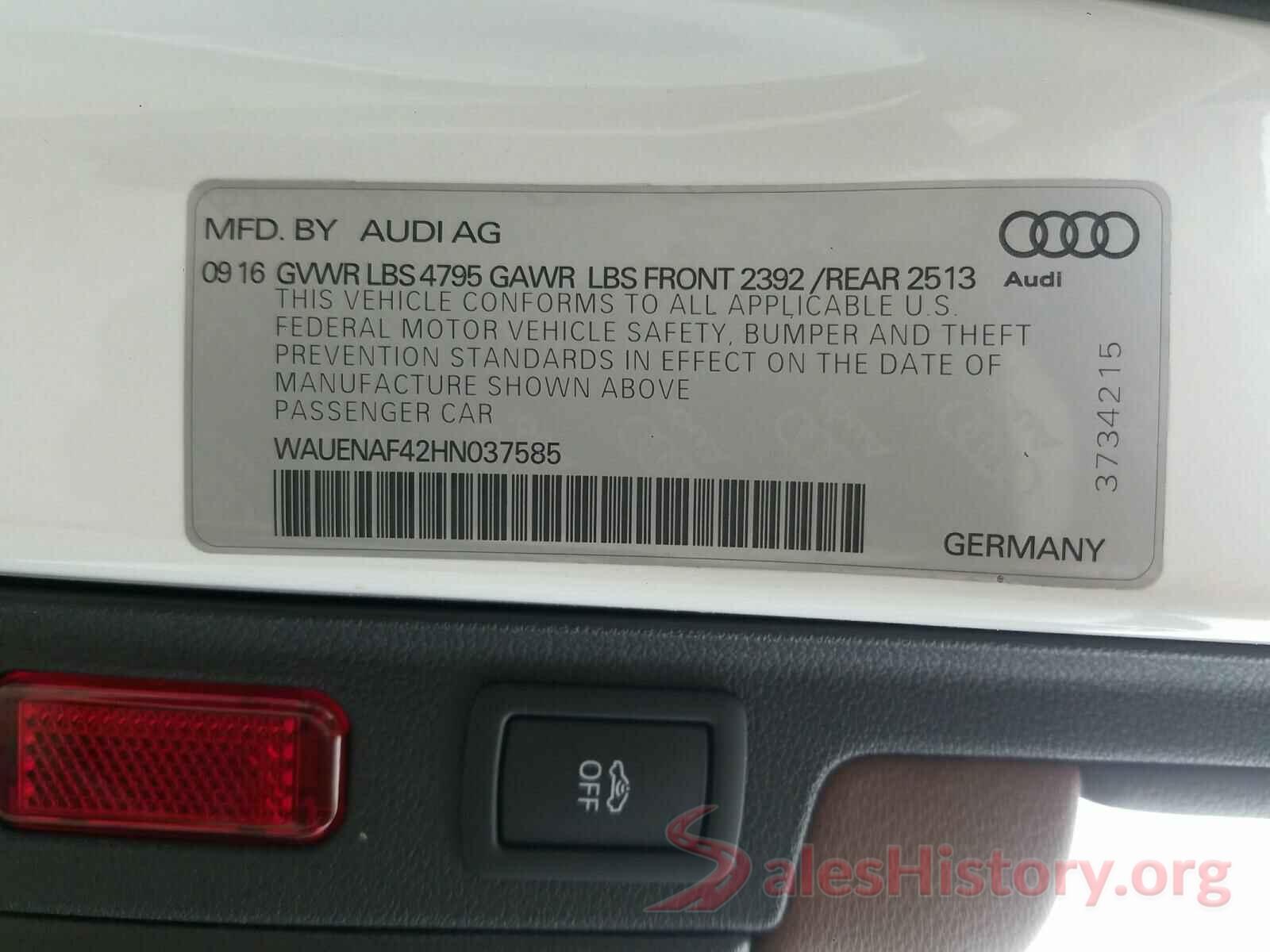 WAUENAF42HN037585 2017 AUDI A4