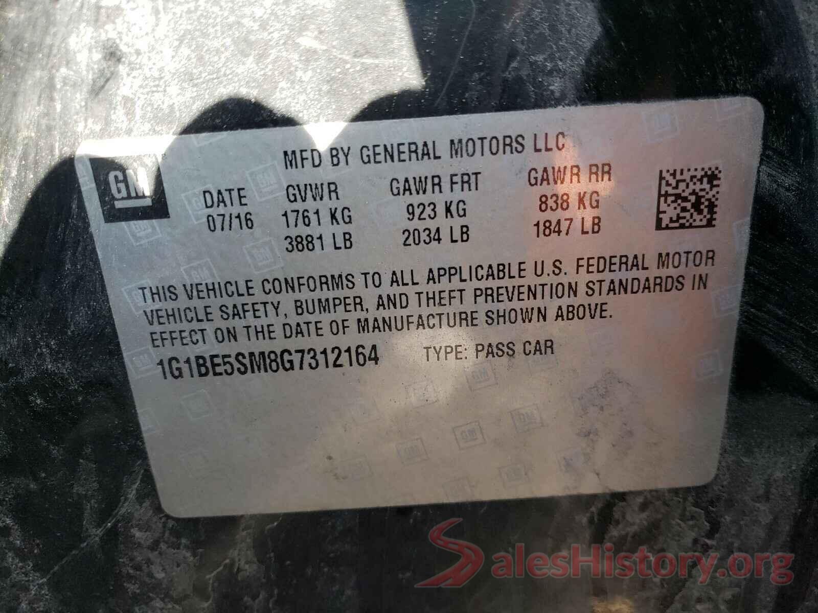 1G1BE5SM8G7312164 2016 CHEVROLET CRUZE