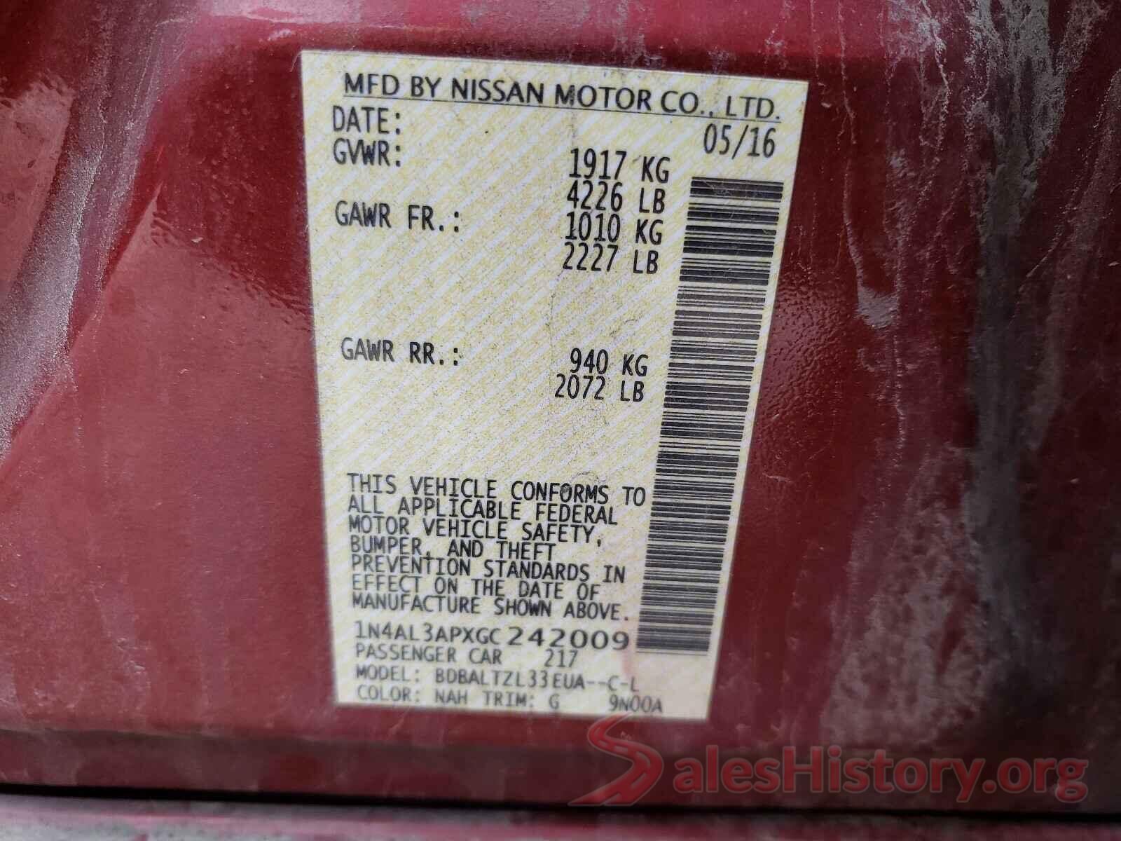 1N4AL3APXGC242009 2016 NISSAN ALTIMA