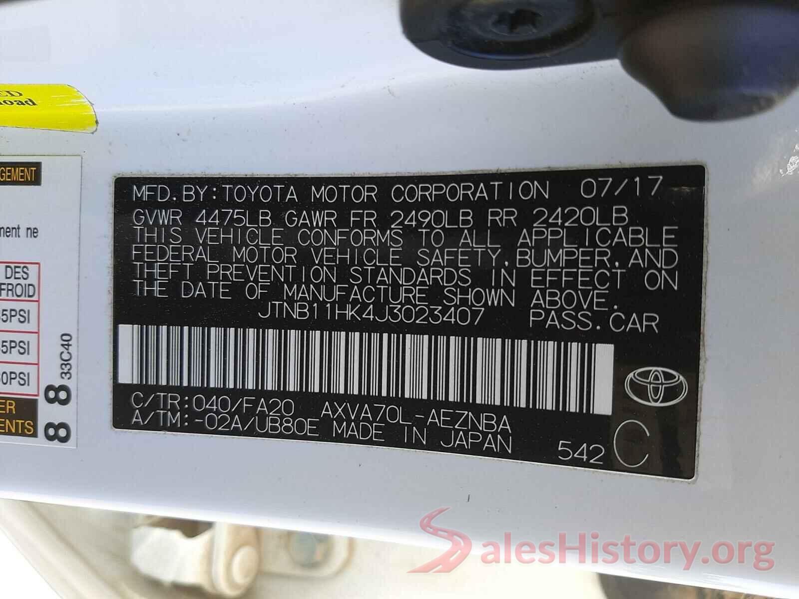 JTNB11HK4J3023407 2018 TOYOTA CAMRY