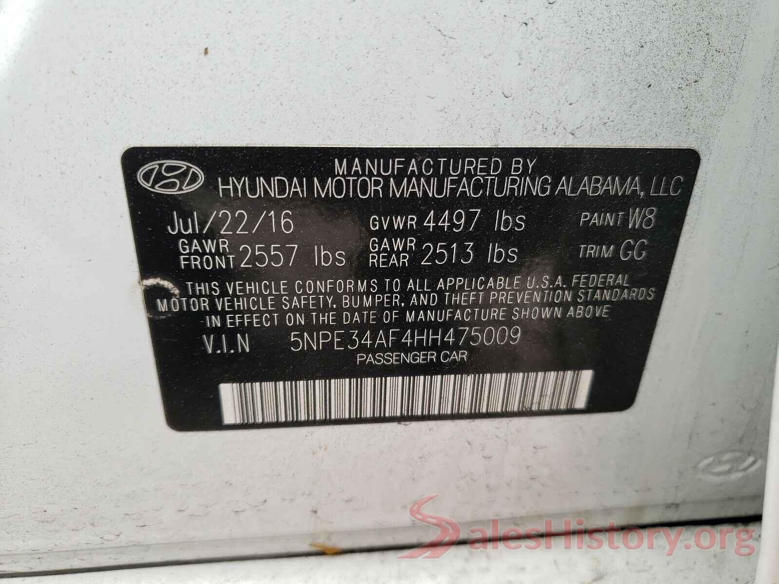 5NPE34AF4HH475009 2017 HYUNDAI SONATA