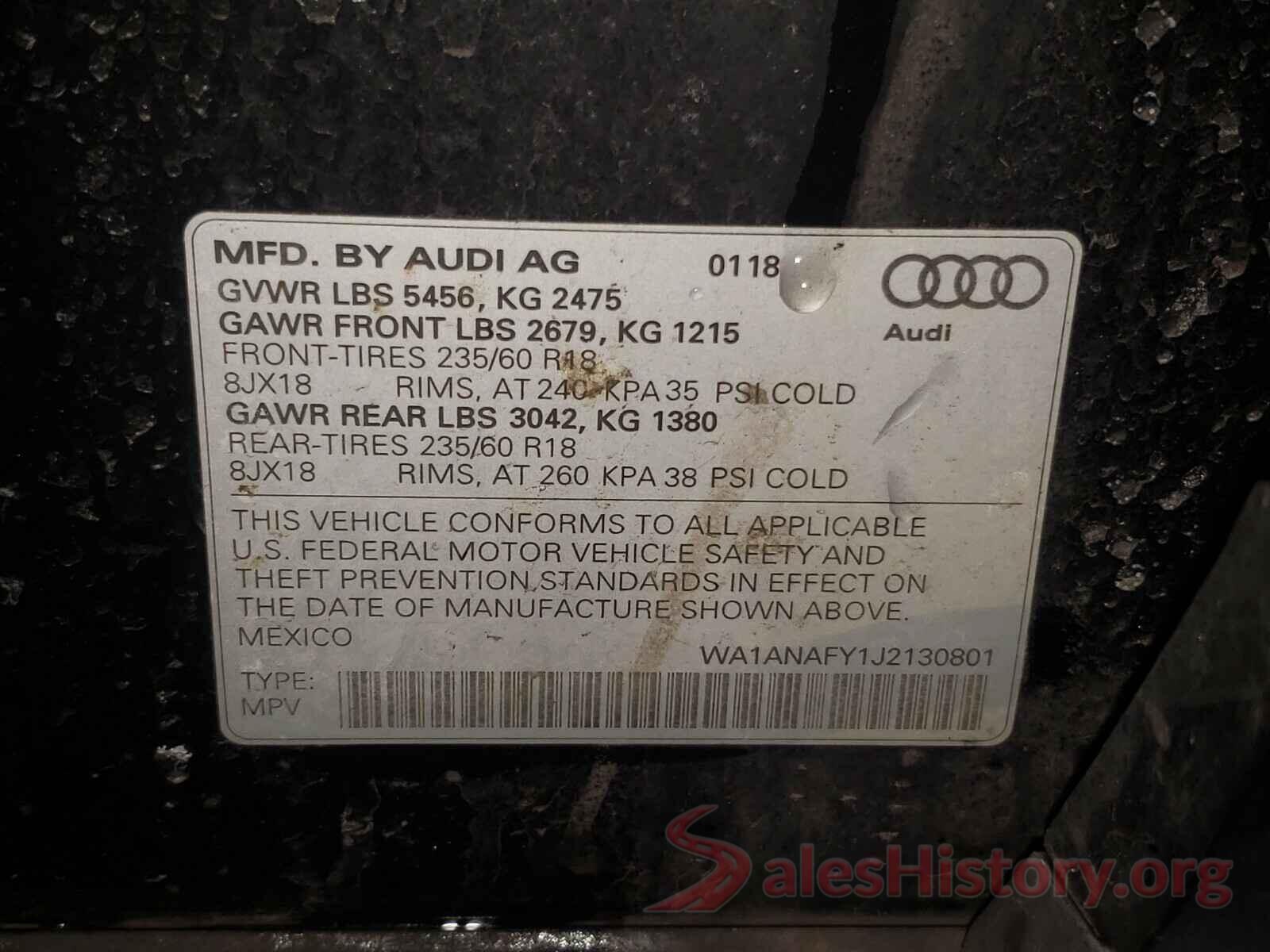 WA1ANAFY1J2130801 2018 AUDI Q5