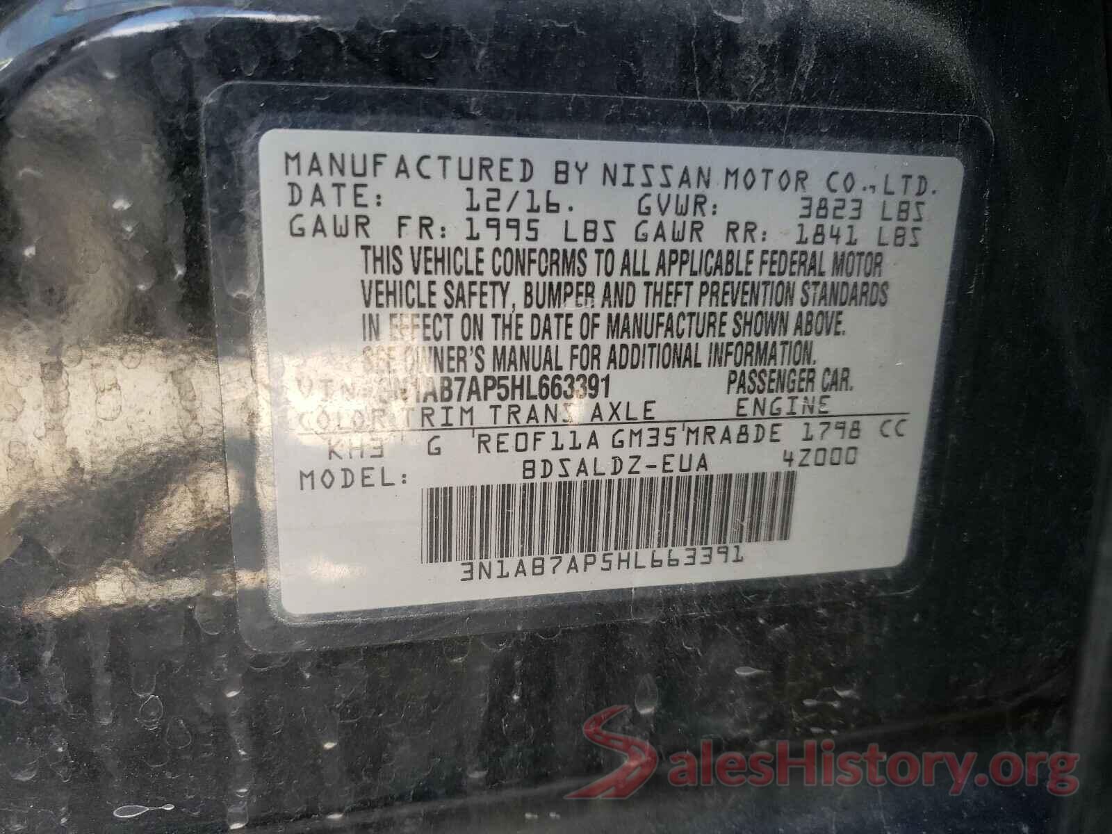 3N1AB7AP5HL663391 2017 NISSAN SENTRA