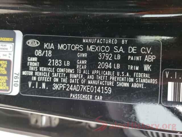 3KPF24AD7KE014159 2019 KIA FORTE