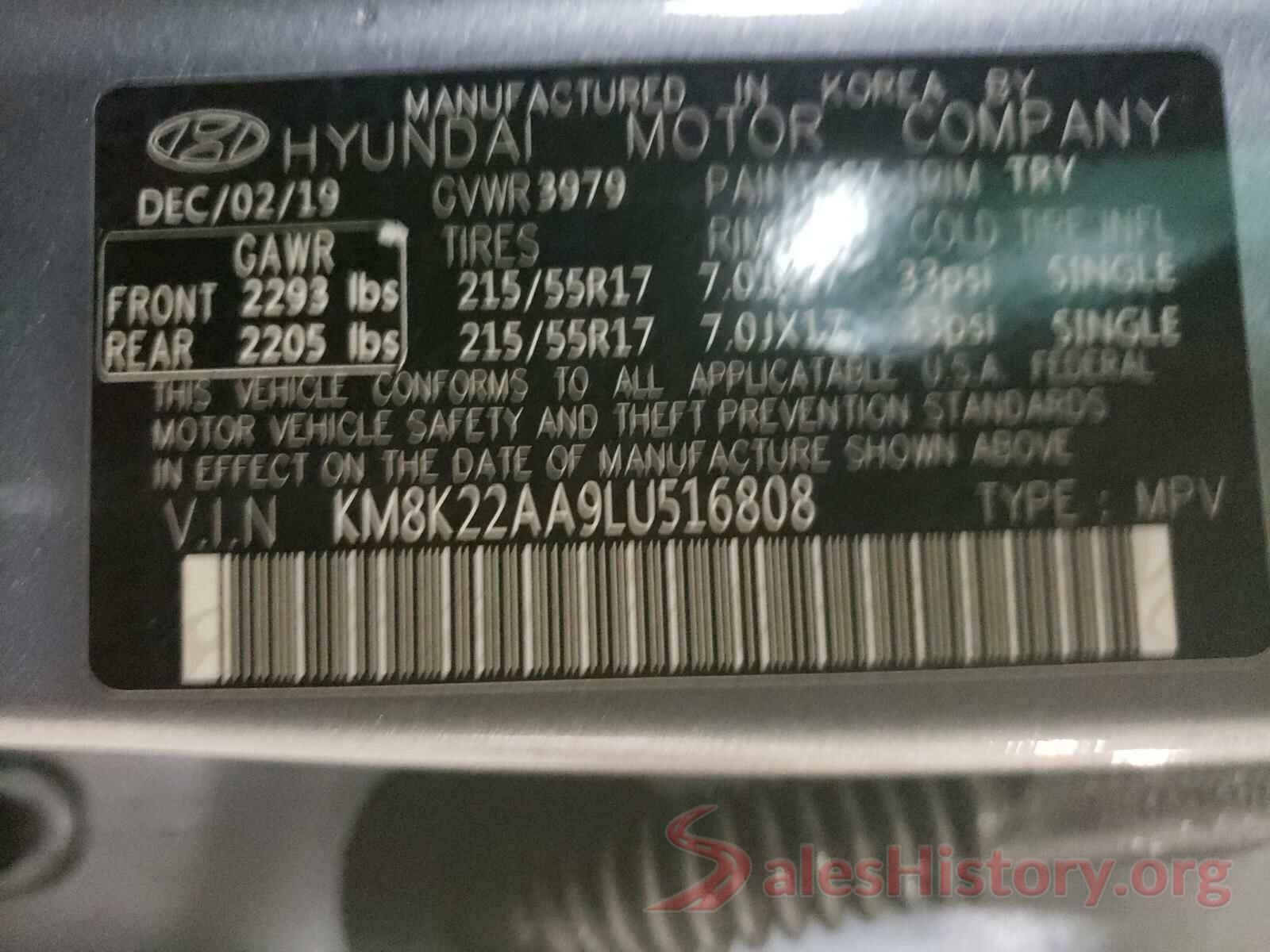 KM8K22AA9LU516808 2020 HYUNDAI KONA