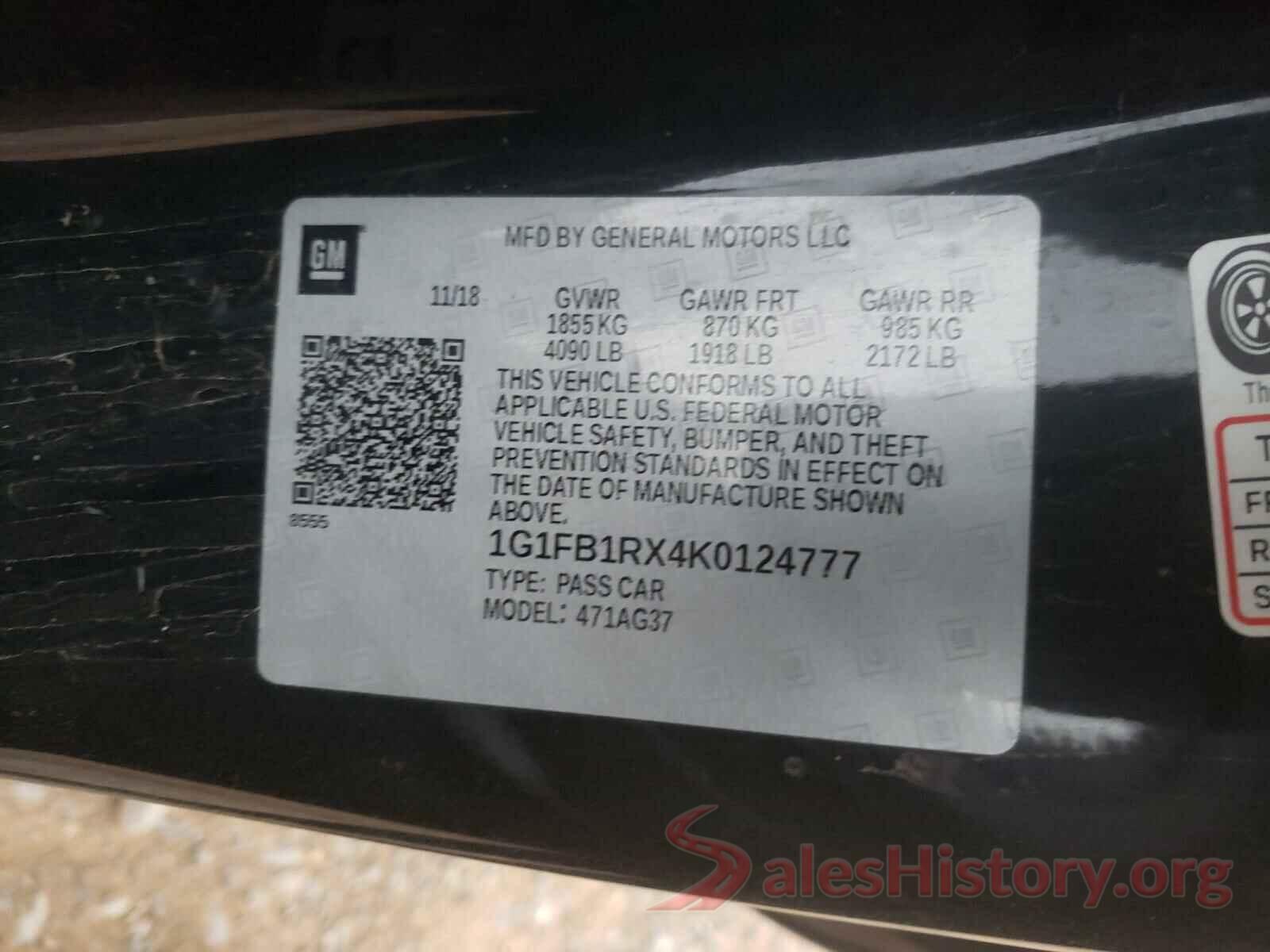 1G1FB1RX4K0124777 2019 CHEVROLET CAMARO