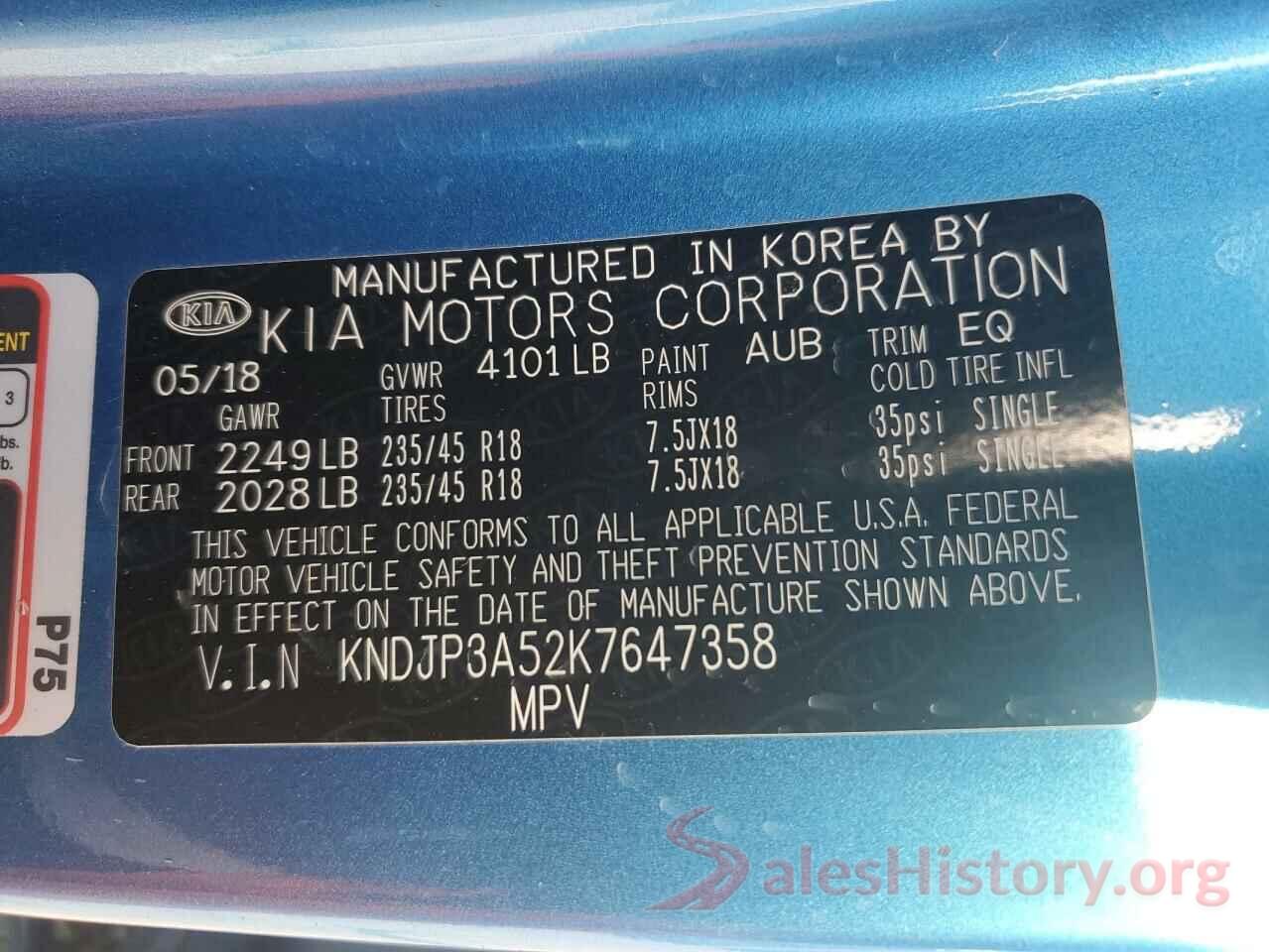 KNDJP3A52K7647358 2019 KIA SOUL