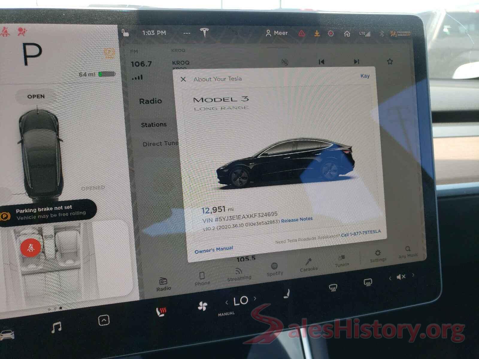 5YJ3E1EAXKF324695 2019 TESLA MODEL 3