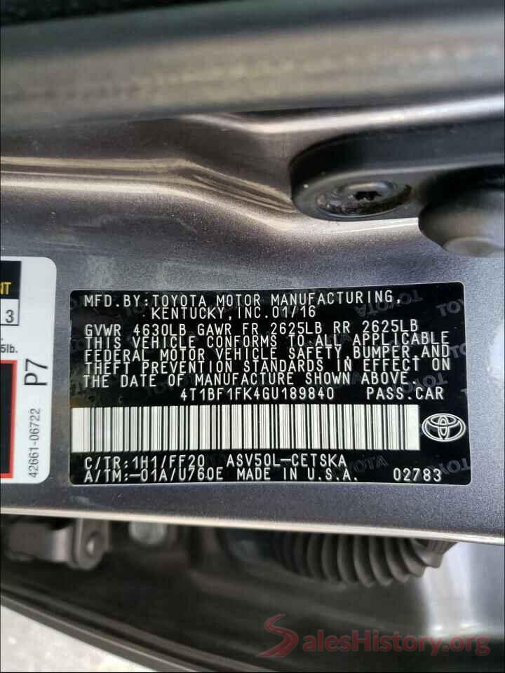 4T1BF1FK4GU189840 2016 TOYOTA CAMRY