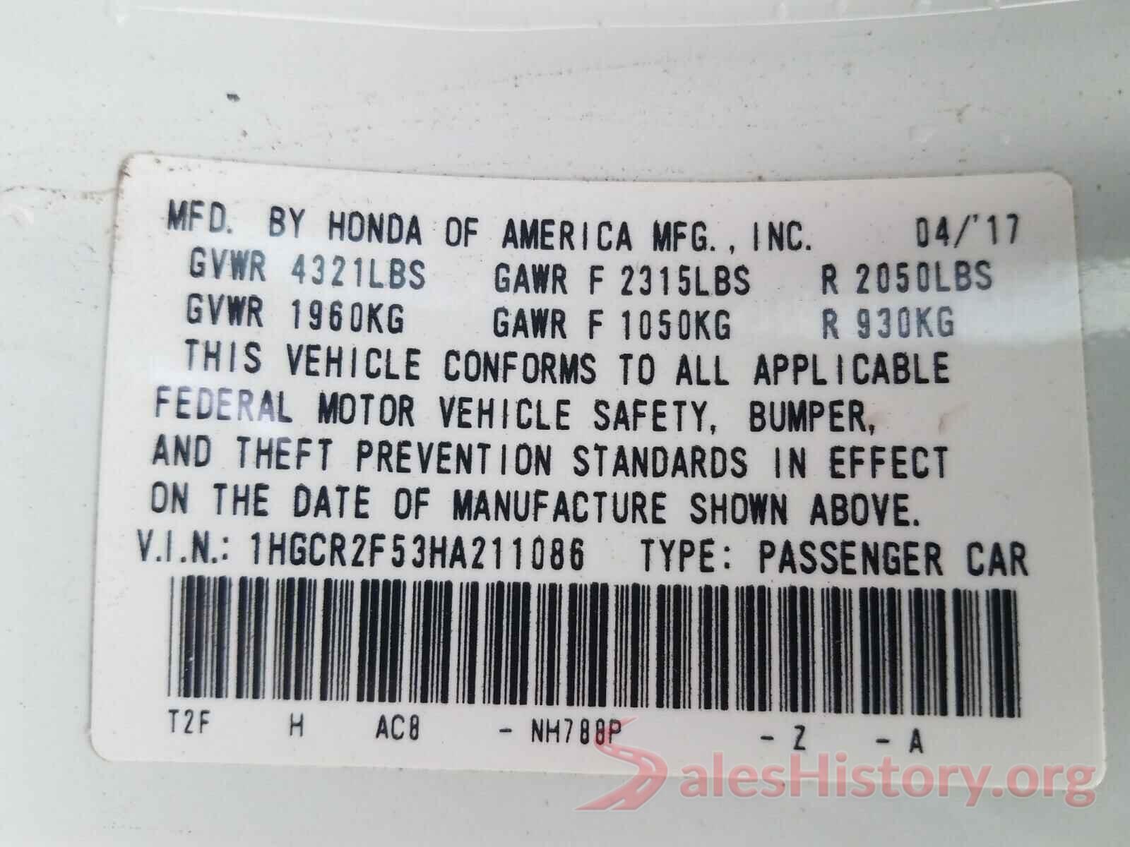 1HGCR2F53HA211086 2017 HONDA ACCORD