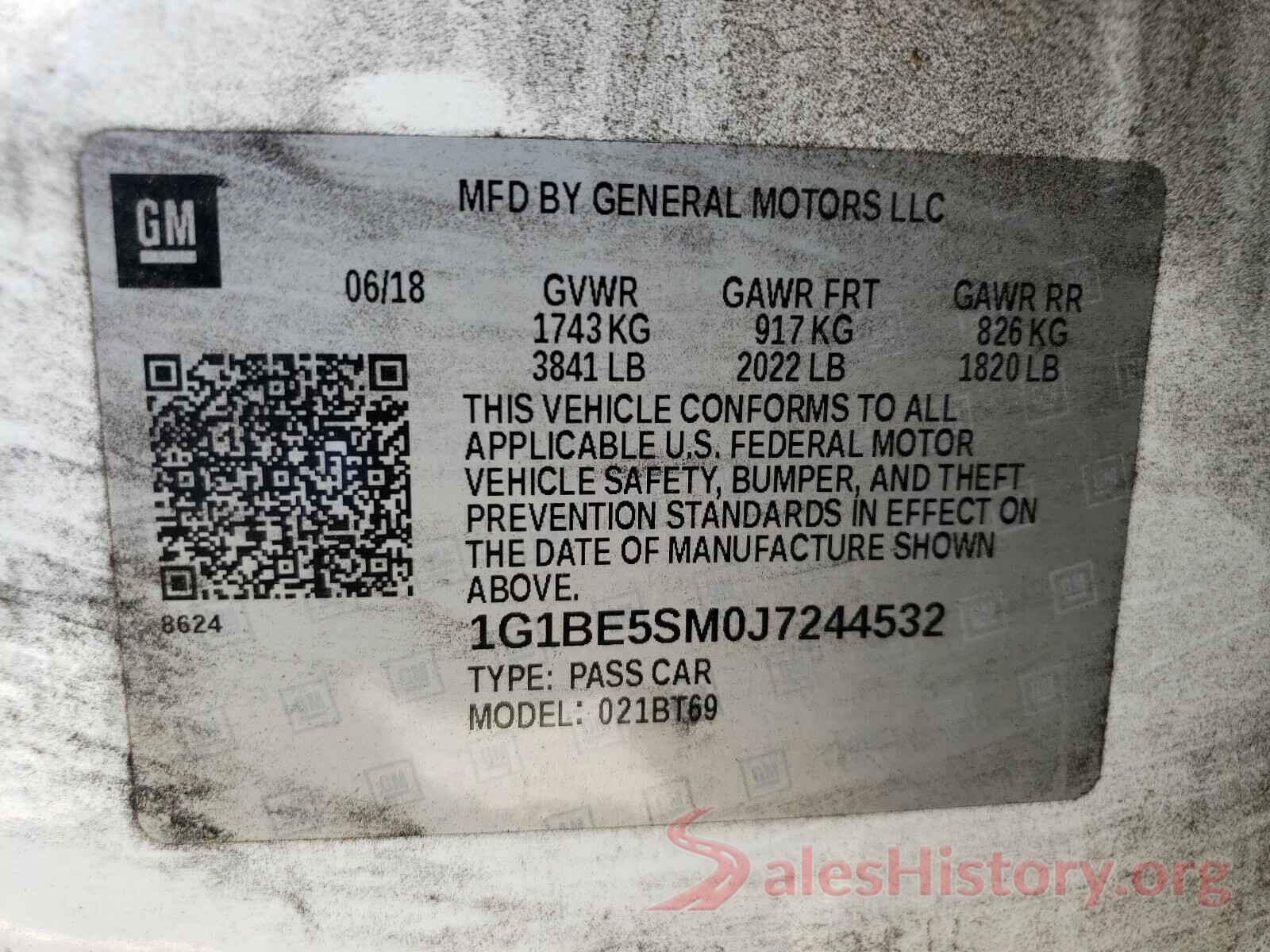 1G1BE5SM0J7244532 2018 CHEVROLET CRUZE