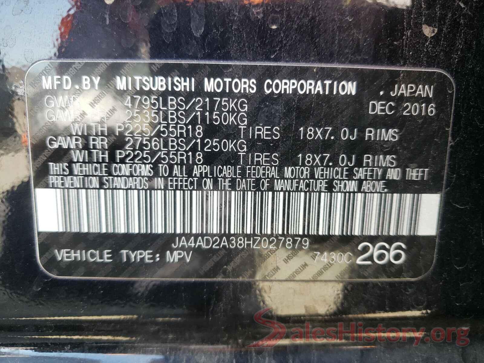 JA4AD2A38HZ027879 2017 MITSUBISHI OUTLANDER