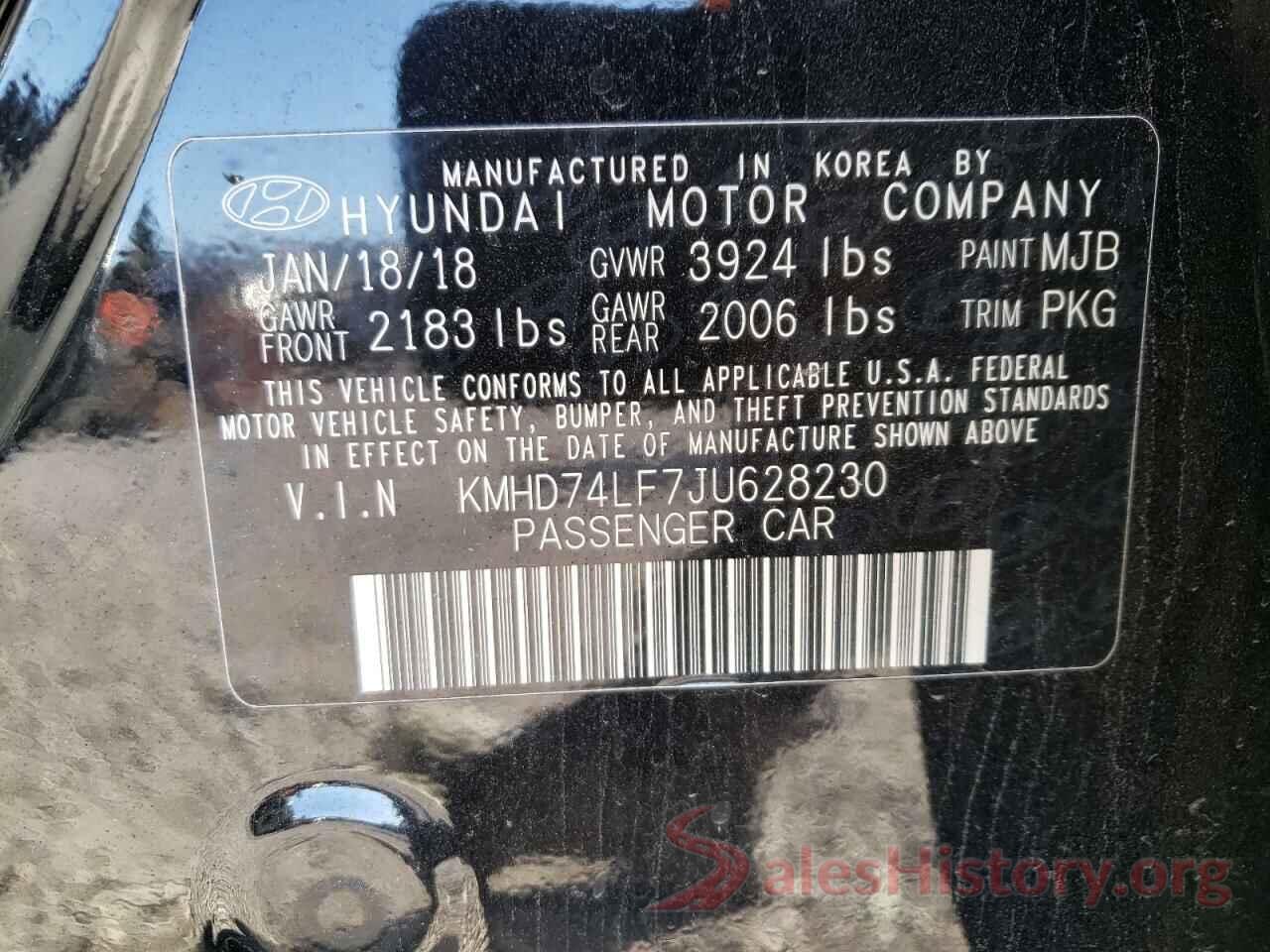 KMHD74LF7JU628230 2018 HYUNDAI ELANTRA