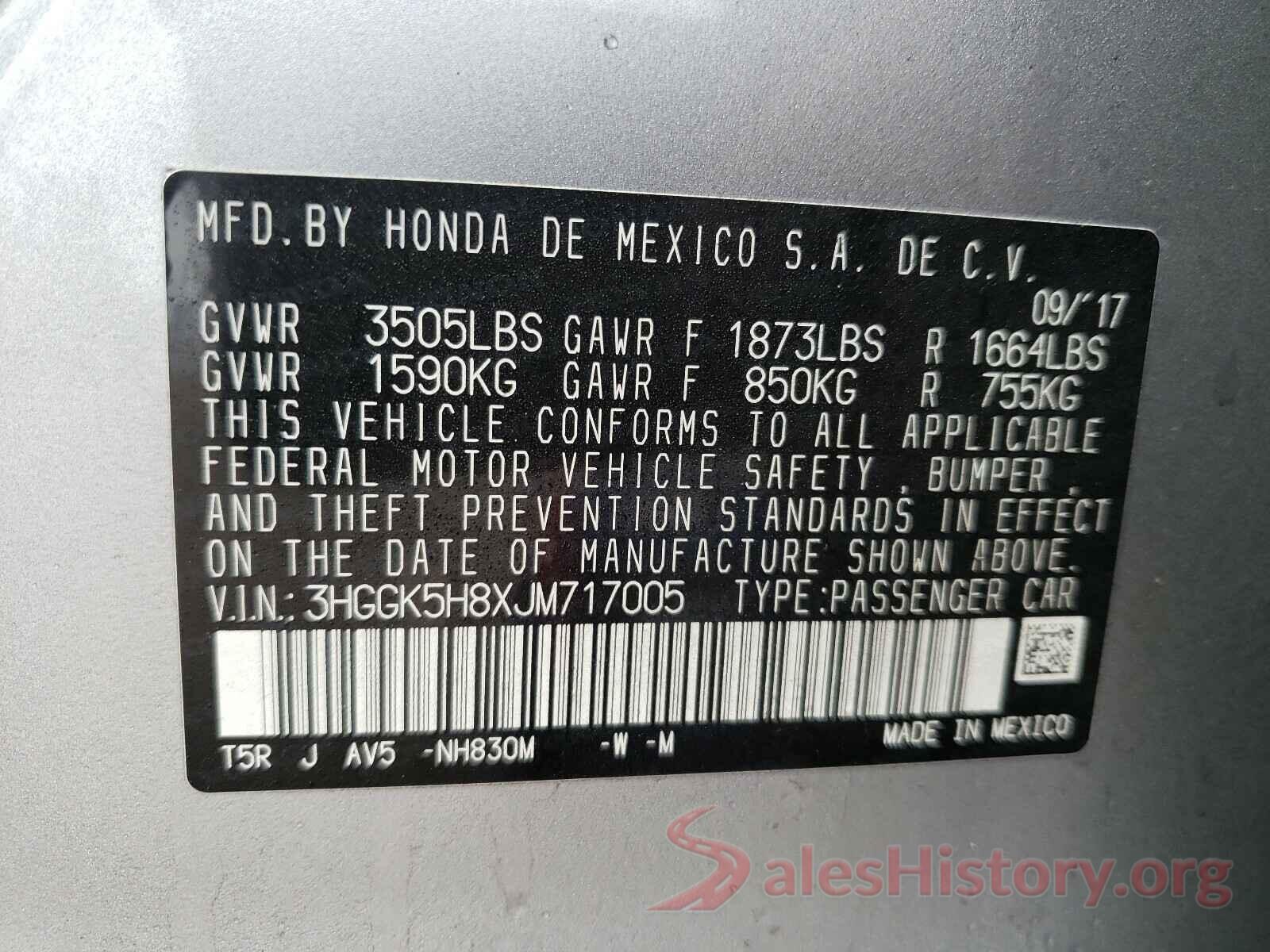 3HGGK5H8XJM717005 2018 HONDA FIT