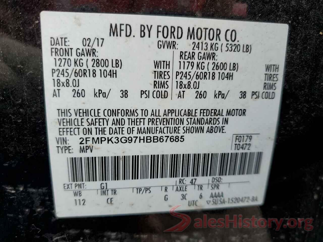 2FMPK3G97HBB67685 2017 FORD EDGE