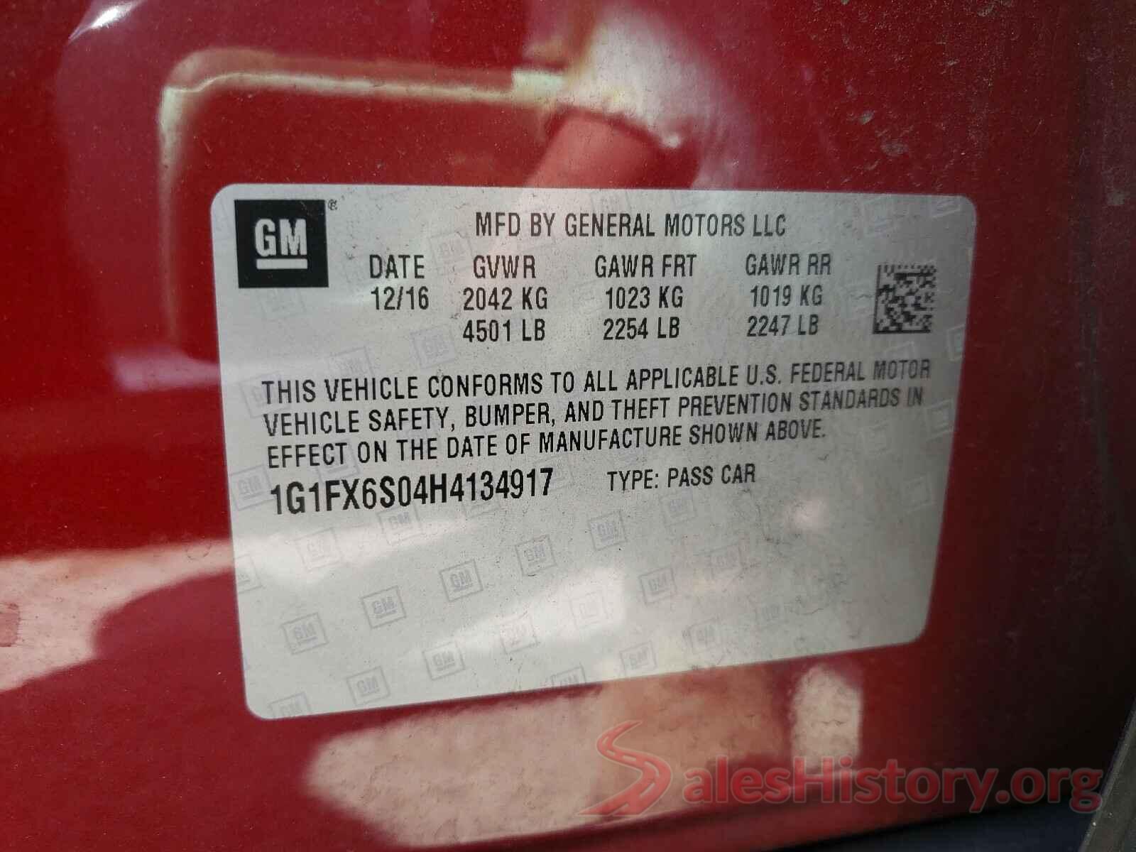 1G1FX6S04H4134917 2017 CHEVROLET BOLT