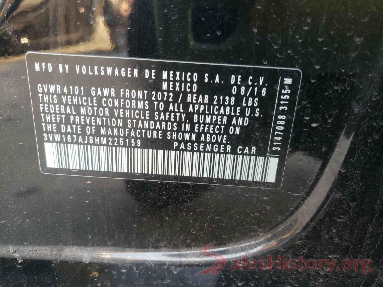 3VW167AJ8HM225159 2017 VOLKSWAGEN JETTA