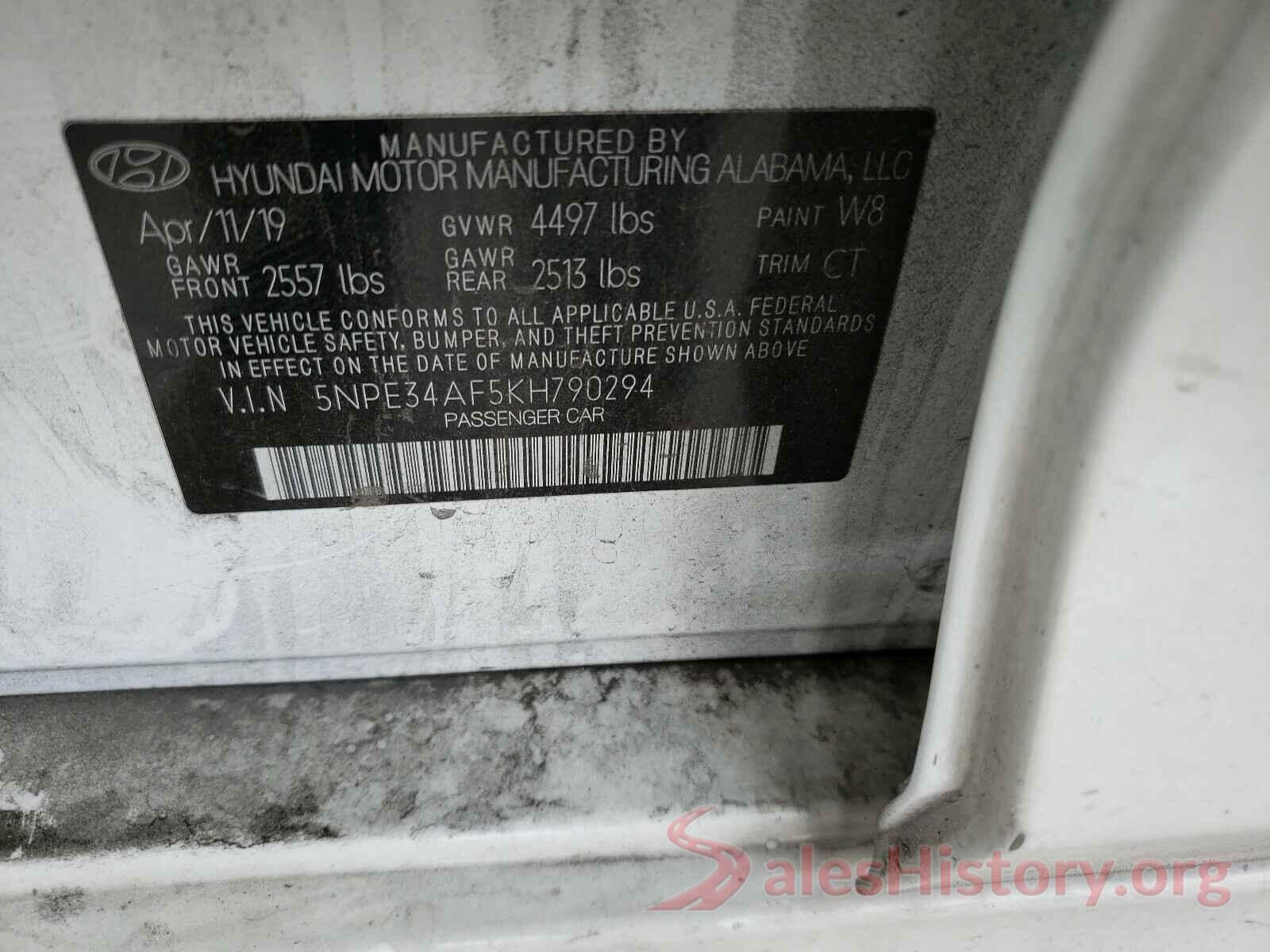 5NPE34AF5KH790294 2019 HYUNDAI SONATA