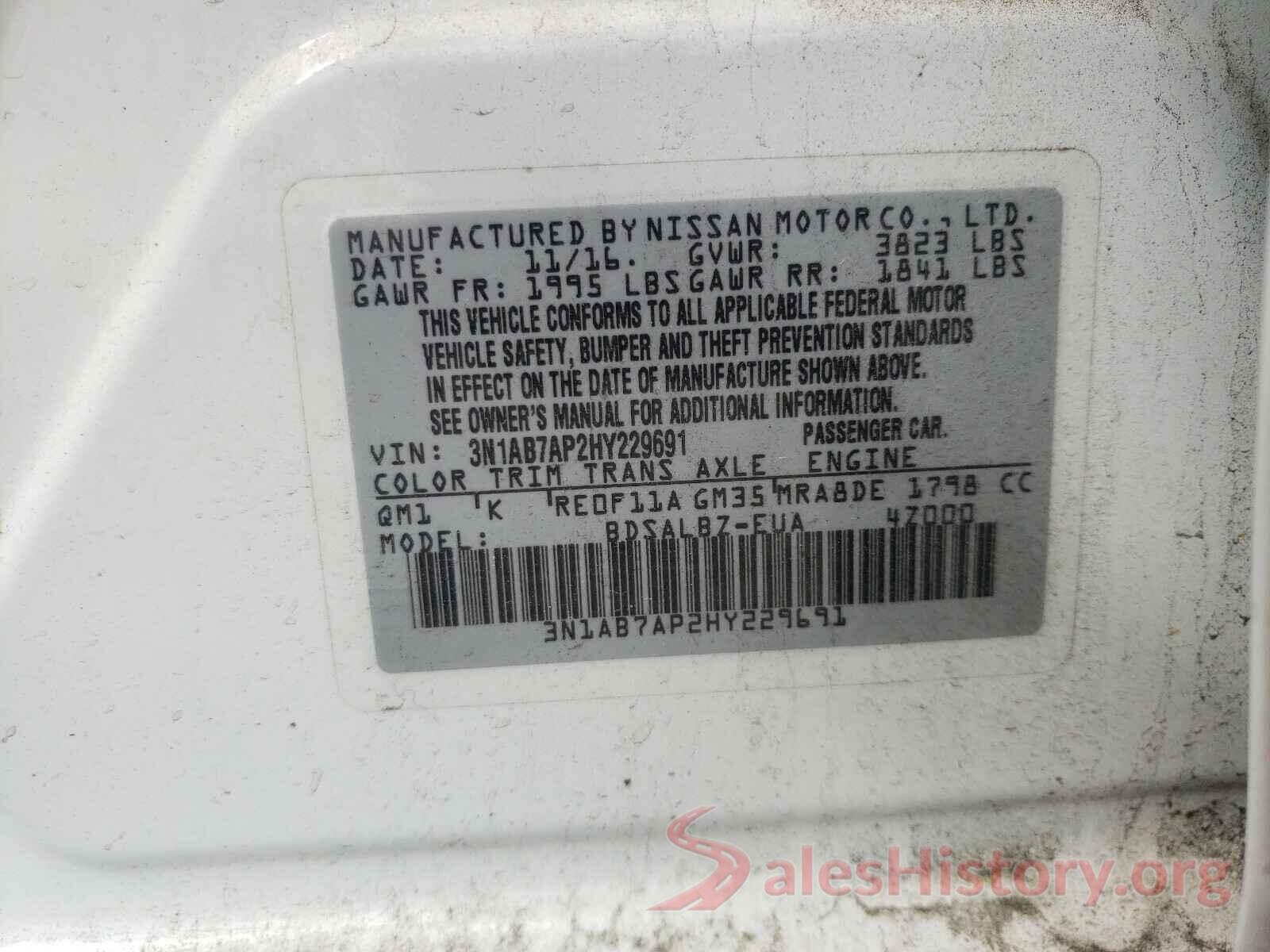 3N1AB7AP2HY229691 2017 NISSAN SENTRA