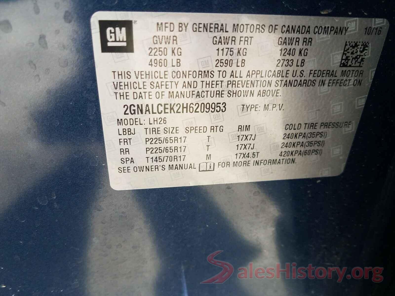 2GNALCEK2H6209953 2017 CHEVROLET EQUINOX