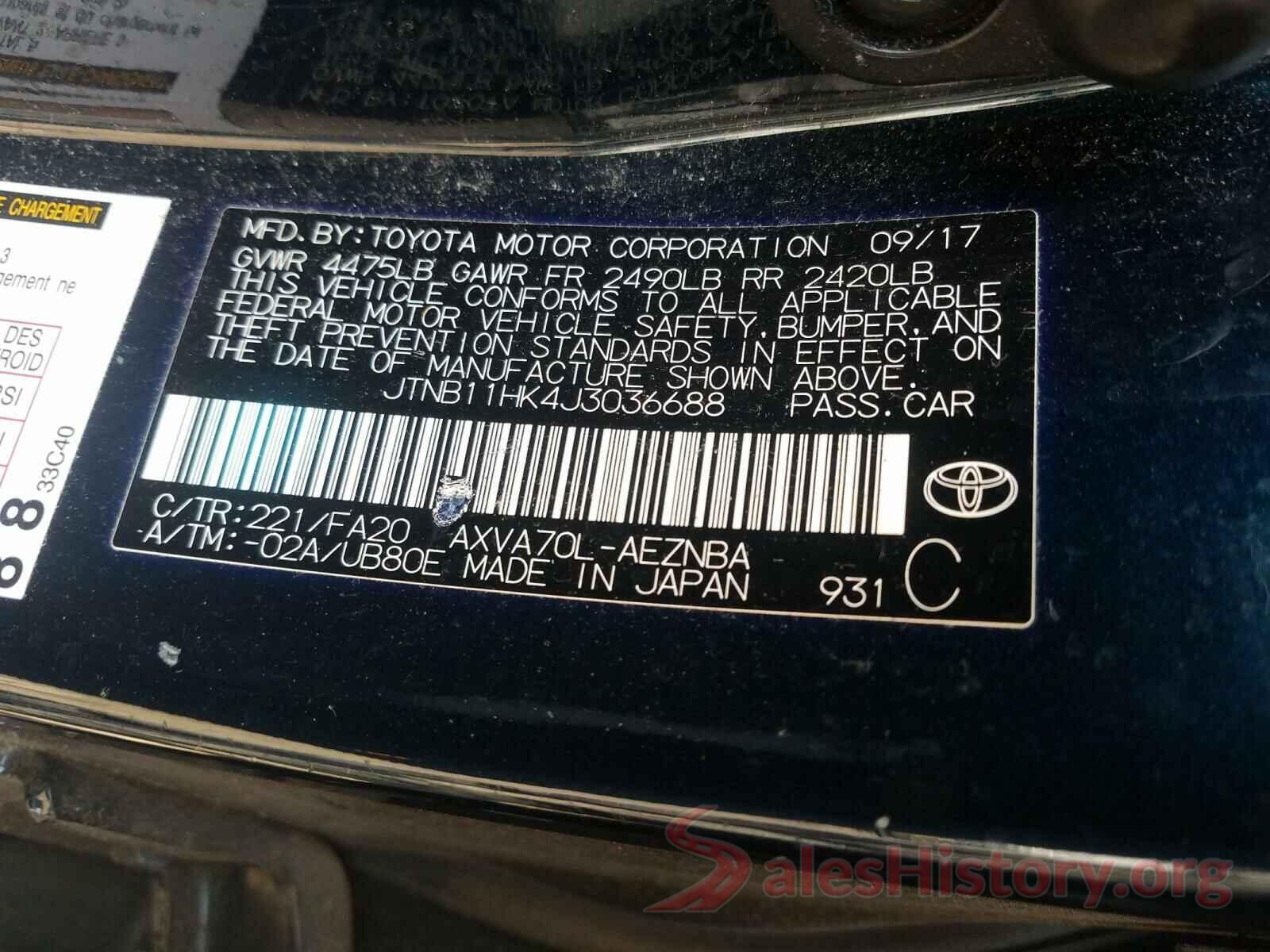 JTNB11HK4J3036688 2018 TOYOTA CAMRY