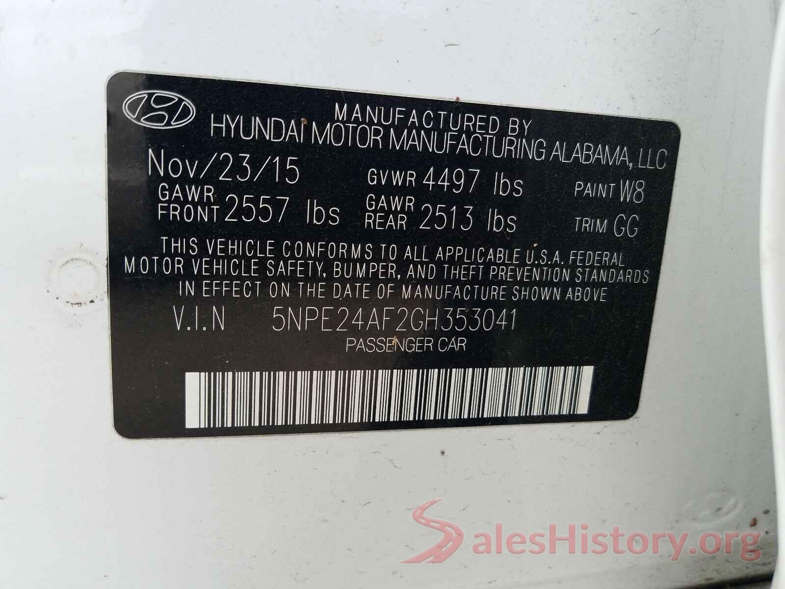 5NPE24AF2GH353041 2016 HYUNDAI SONATA