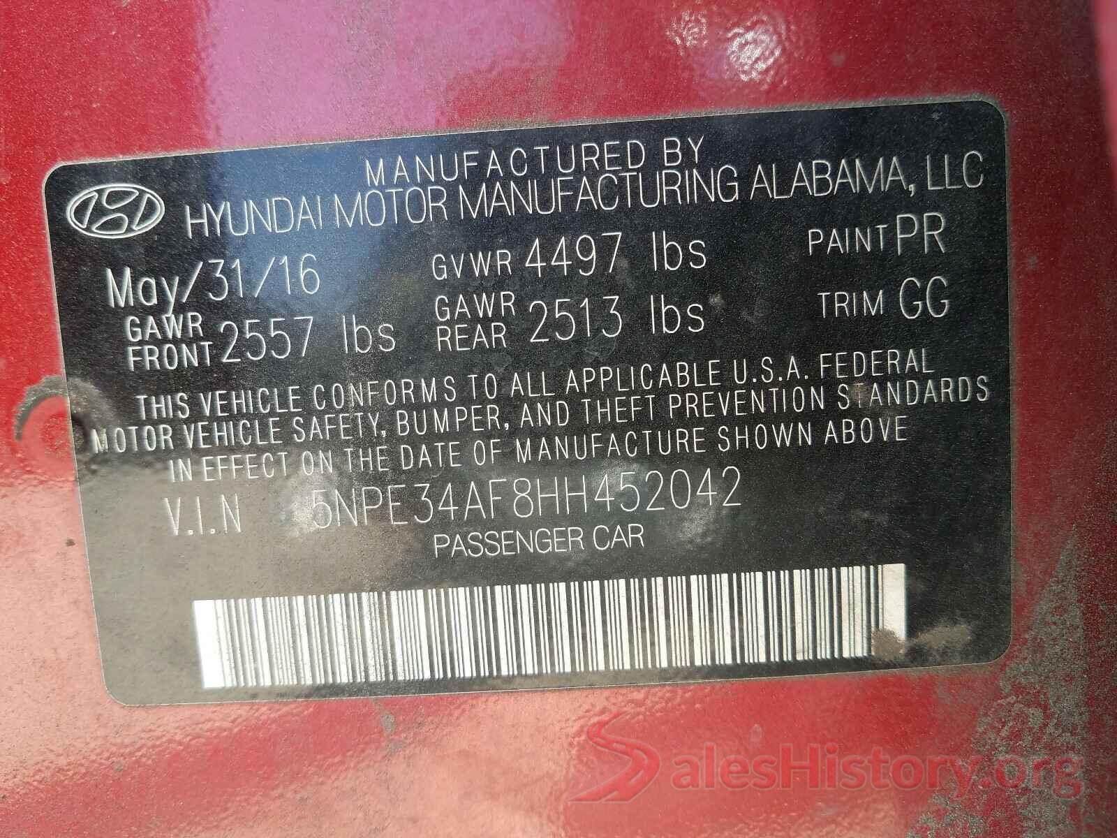 5NPE34AF8HH452042 2017 HYUNDAI SONATA