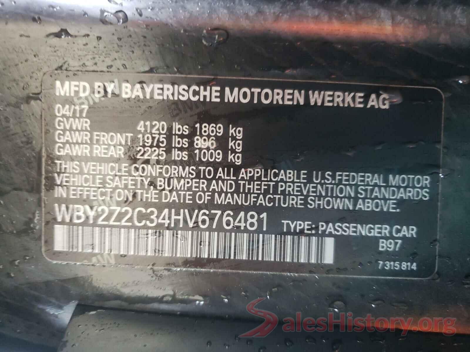 WBY2Z2C34HV676481 2017 BMW I SERIES