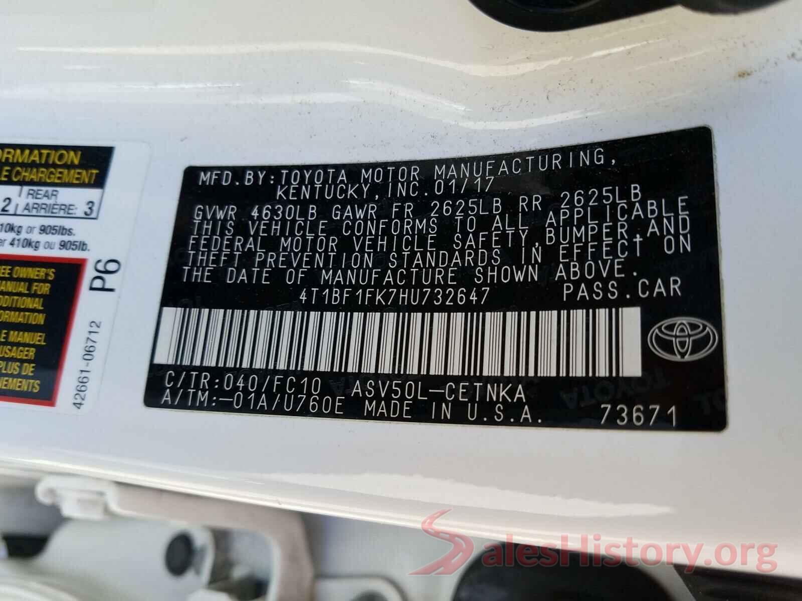 4T1BF1FK7HU732647 2017 TOYOTA CAMRY